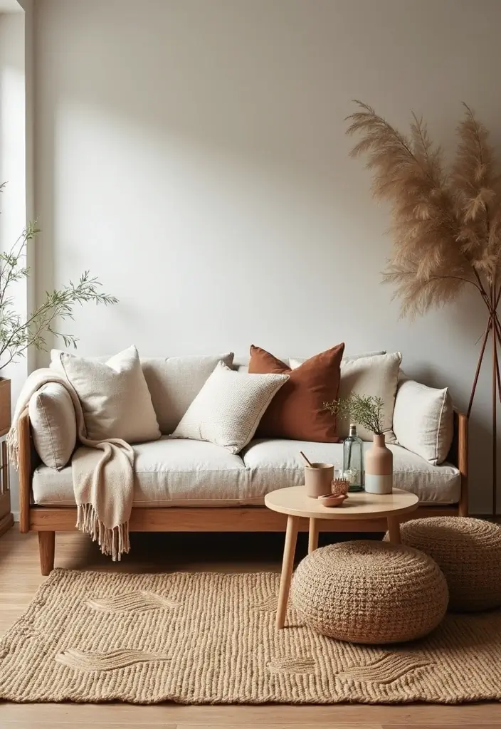 29 Wabi Sabi Living Room Ideas That Embrace Imperfection - 2. Earthy Textures