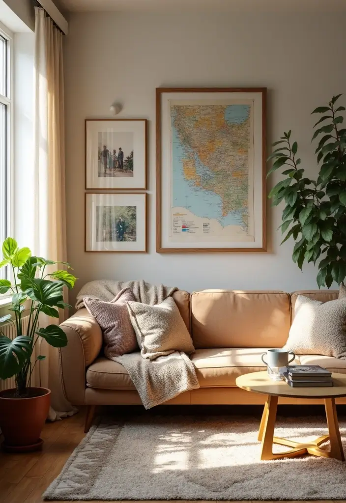 29 Wabi Sabi Living Room Ideas That Embrace Imperfection - 21. Personal Touches