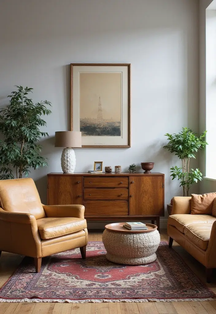 29 Wabi Sabi Living Room Ideas That Embrace Imperfection - 25. Combining Old and New