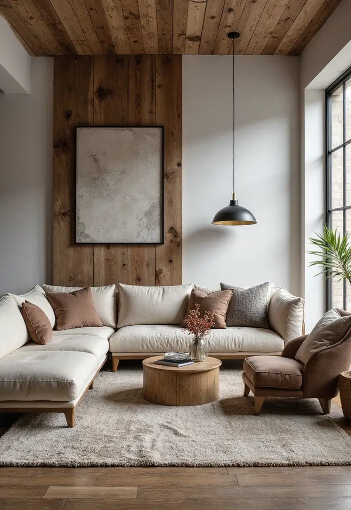 29 Wabi Sabi Living Room Ideas That Embrace Imperfection - 28. Play with Contrast