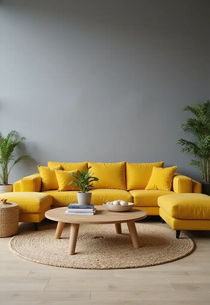 29 Yellow Grey Living Room Ideas That Look Fresh and Balanced - 14. Bold Furniture Pieces