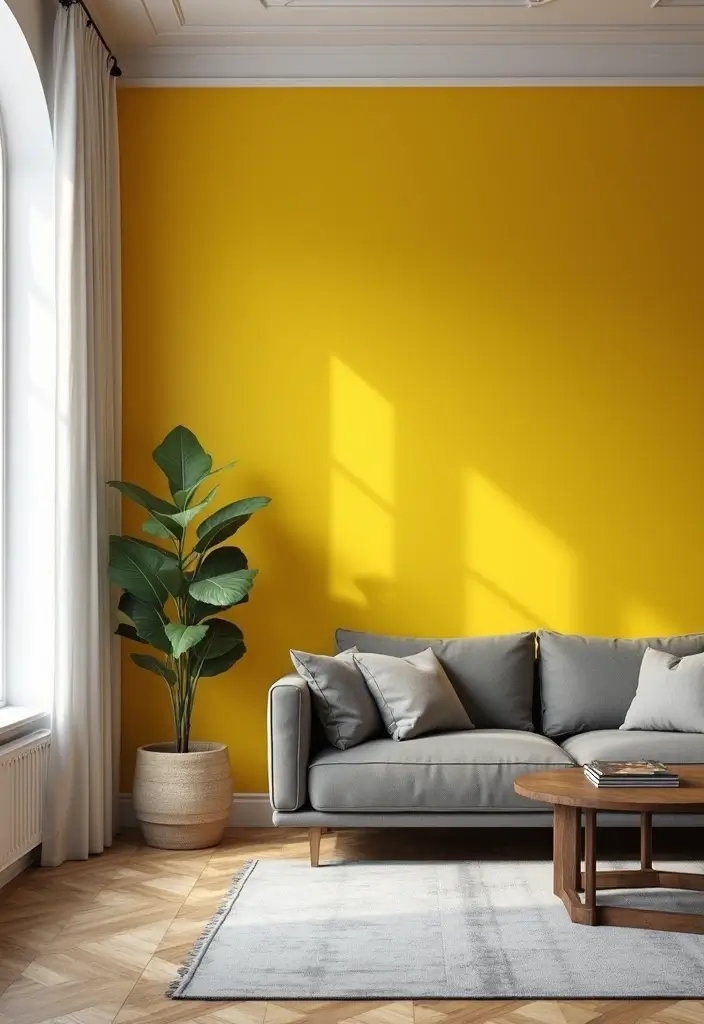 29 Yellow Grey Living Room Ideas That Look Fresh and Balanced - 17. Accent Walls