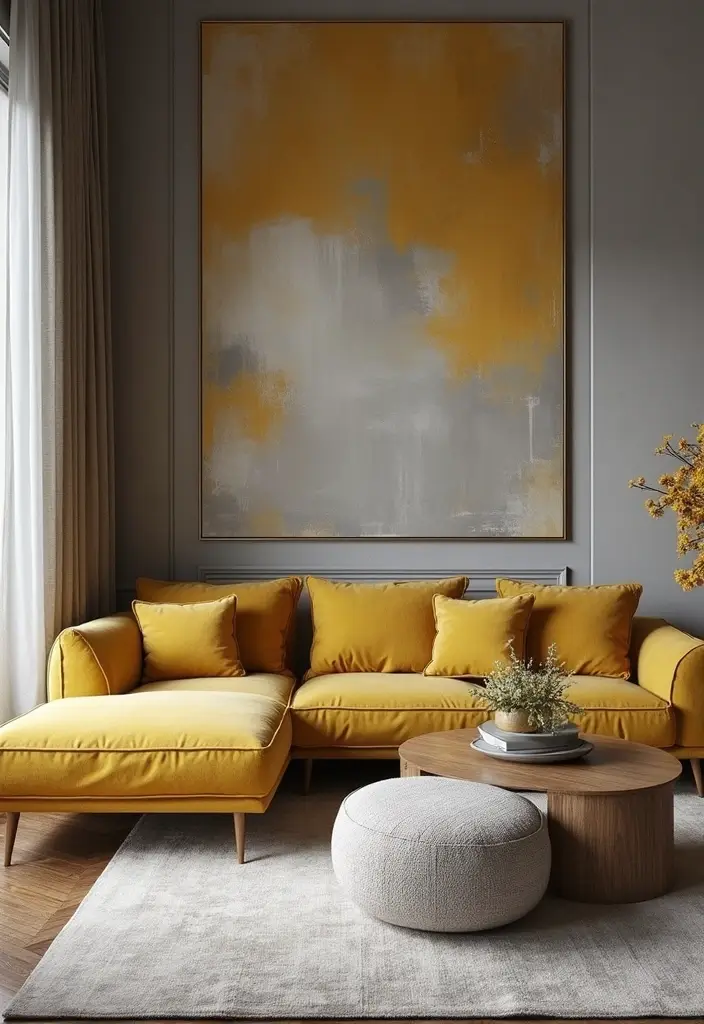 29 Yellow Grey Living Room Ideas That Look Fresh and Balanced - 20. Mixing Textures