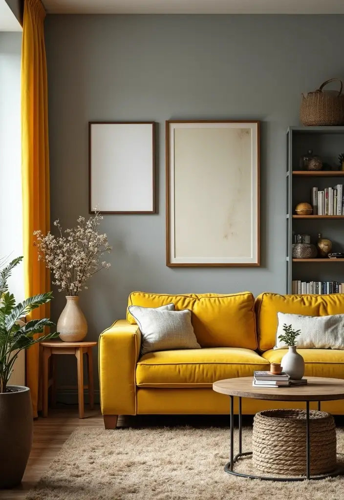 29 Yellow Grey Living Room Ideas That Look Fresh and Balanced - 23. Vintage Finds