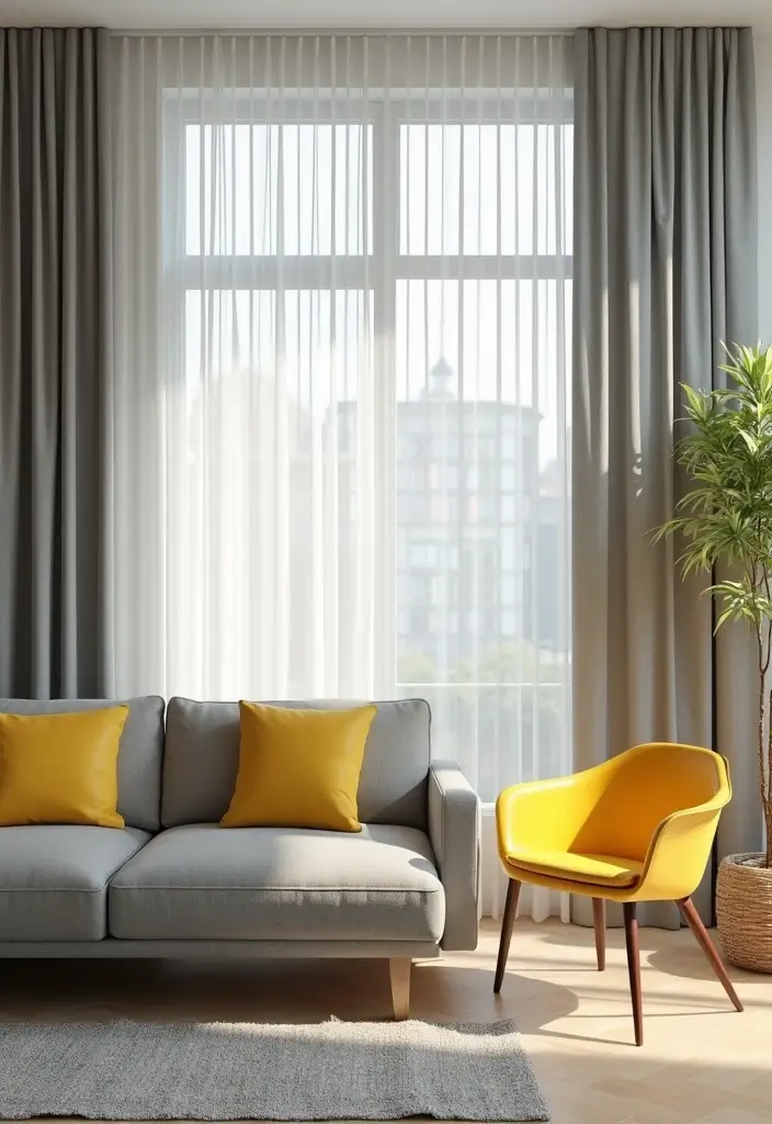29 Yellow Grey Living Room Ideas That Look Fresh and Balanced - 26. Natural Light Emphasis