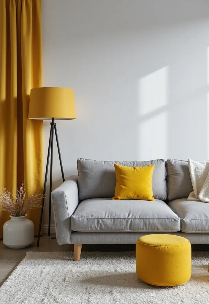 29 Yellow Grey Living Room Ideas That Look Fresh and Balanced - 3. Minimalist Furniture
