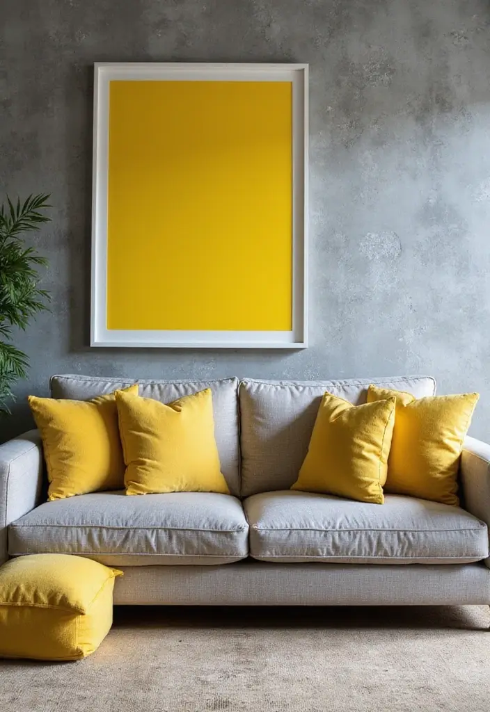 29 Yellow Grey Living Room Ideas That Look Fresh and Balanced - 4. Textured Walls