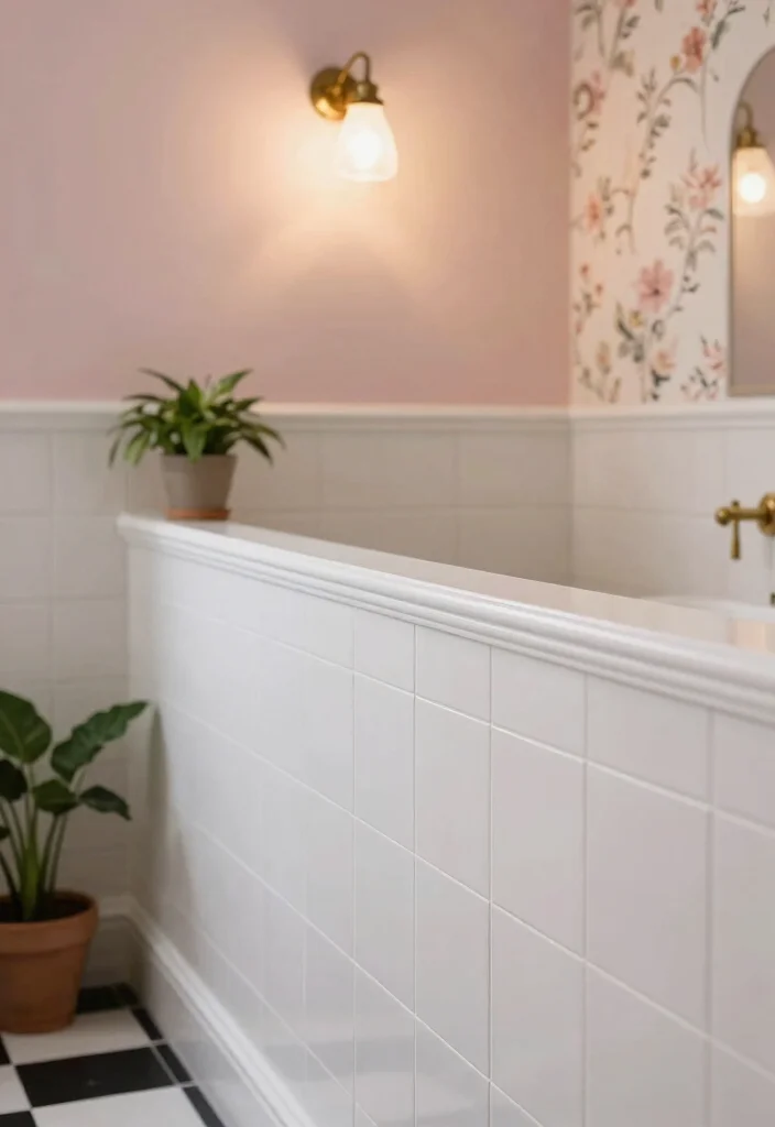 14 Bathroom Chair Rail Ideas That Add Character - 1. Classic White Chair Rail with Timeless Elegance 1