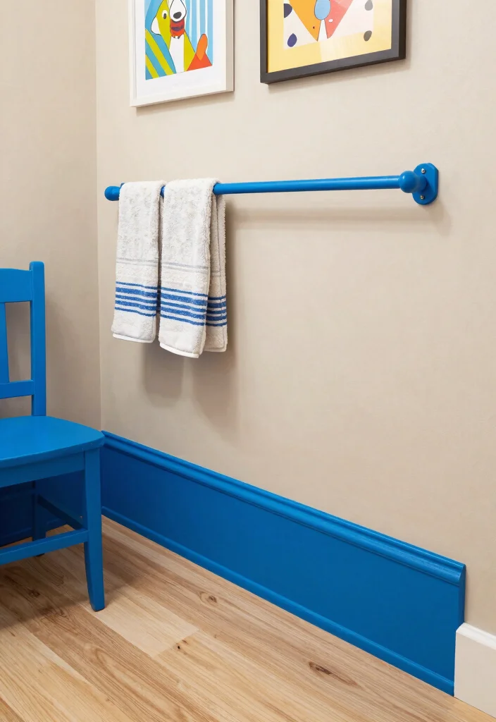 14 Bathroom Chair Rail Ideas That Add Character - 3. Bold Color-Painted Chair Rail for a Pop of Fun 1