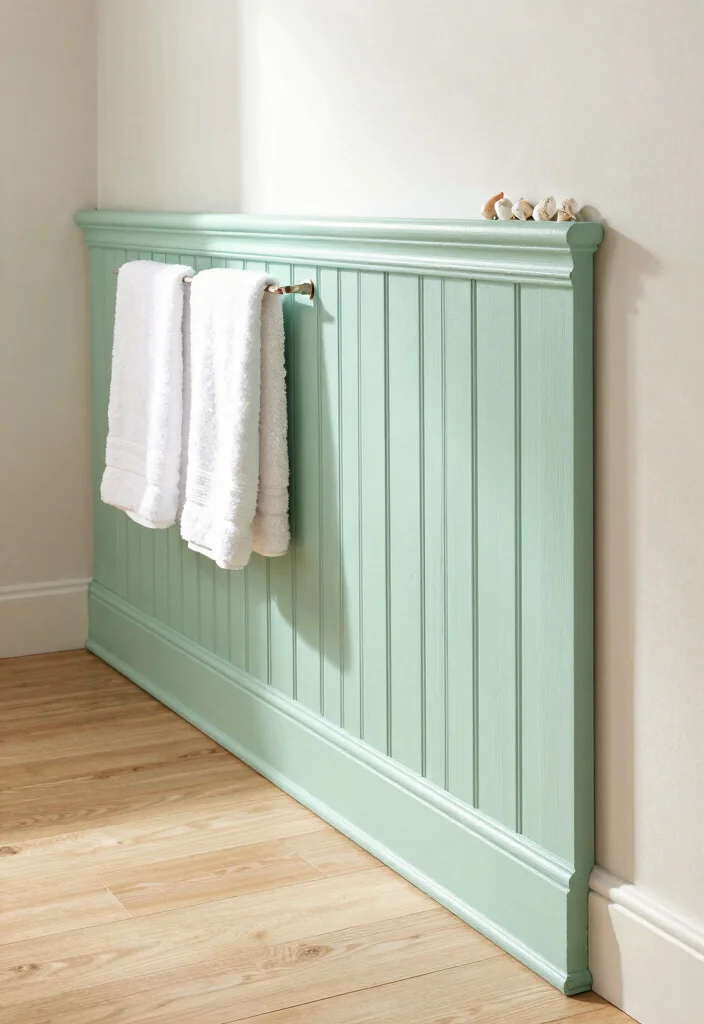 14 Bathroom Chair Rail Ideas That Add Character - 4. Vintage Beadboard Chair Rail for Classic Charm 1