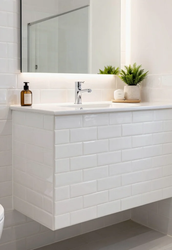 14 Bathroom Chair Rail Ideas That Add Character - 9. Elegant Tile Chair Rail for a Modern Twist 1