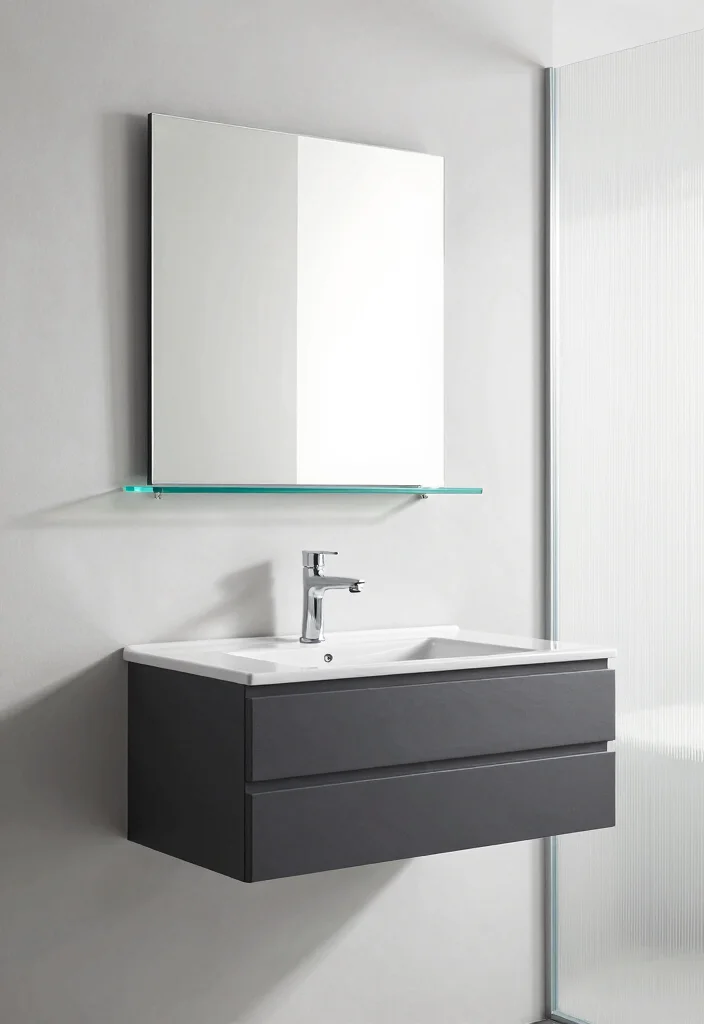 14 Charcoal Bathroom Vanity Ideas With Bold Modern Style - 12. Charcoal and Glass Features 1