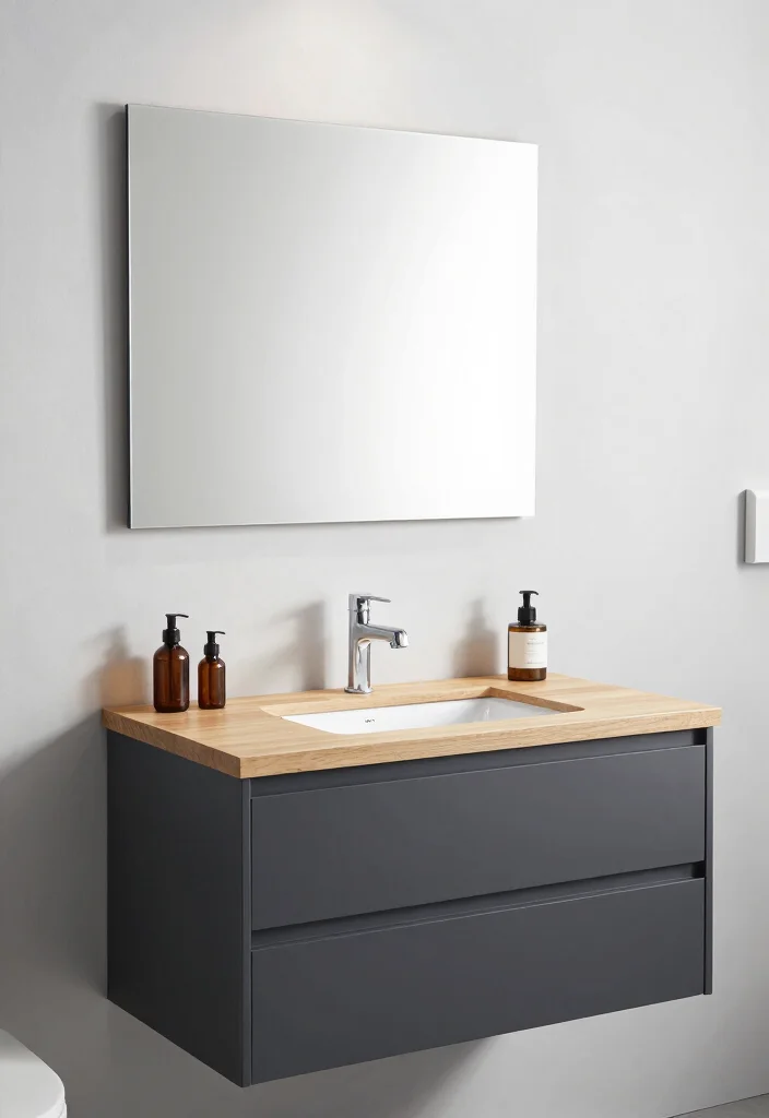 14 Charcoal Bathroom Vanity Ideas With Bold Modern Style - 5. Two-Tone Charcoal Vanities 1