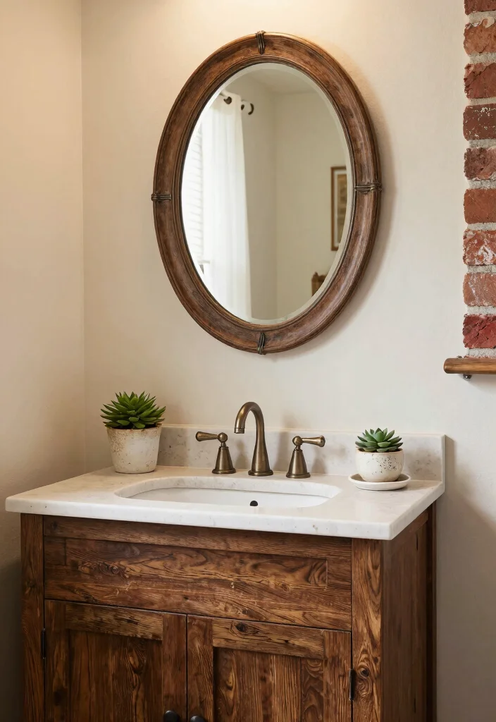 14 Dark Brown Vanity Bathroom Ideas With Rich Warmth - 1. Rustic Elegance 1