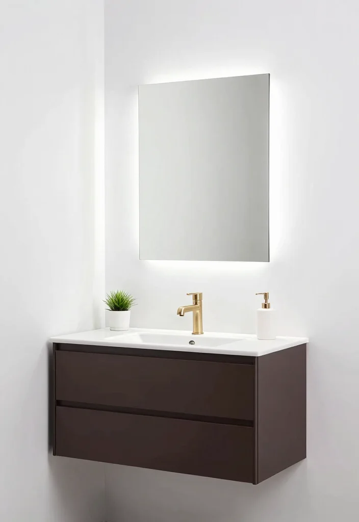 14 Dark Brown Vanity Bathroom Ideas With Rich Warmth - 2. Modern Minimalism 1