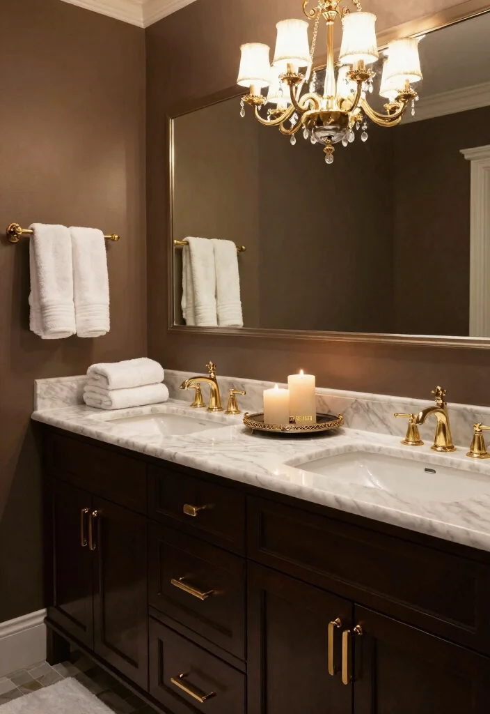 14 Dark Brown Vanity Bathroom Ideas With Rich Warmth - 3. Luxurious Touch 1