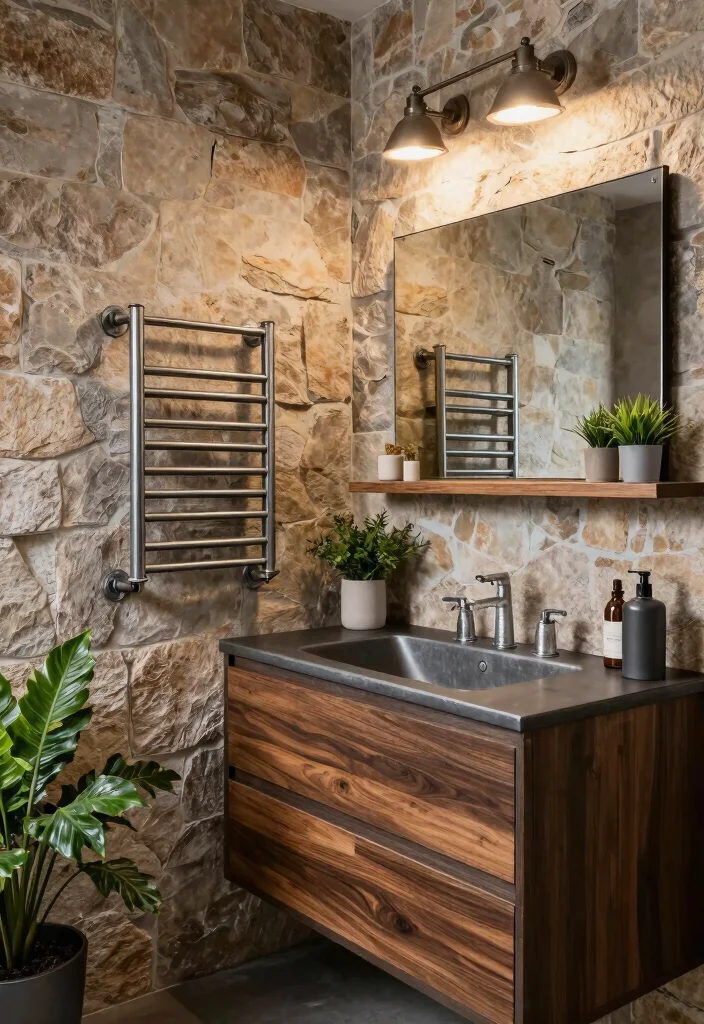 14 Dark Brown Vanity Bathroom Ideas With Rich Warmth - 4. Industrial Vibes 1