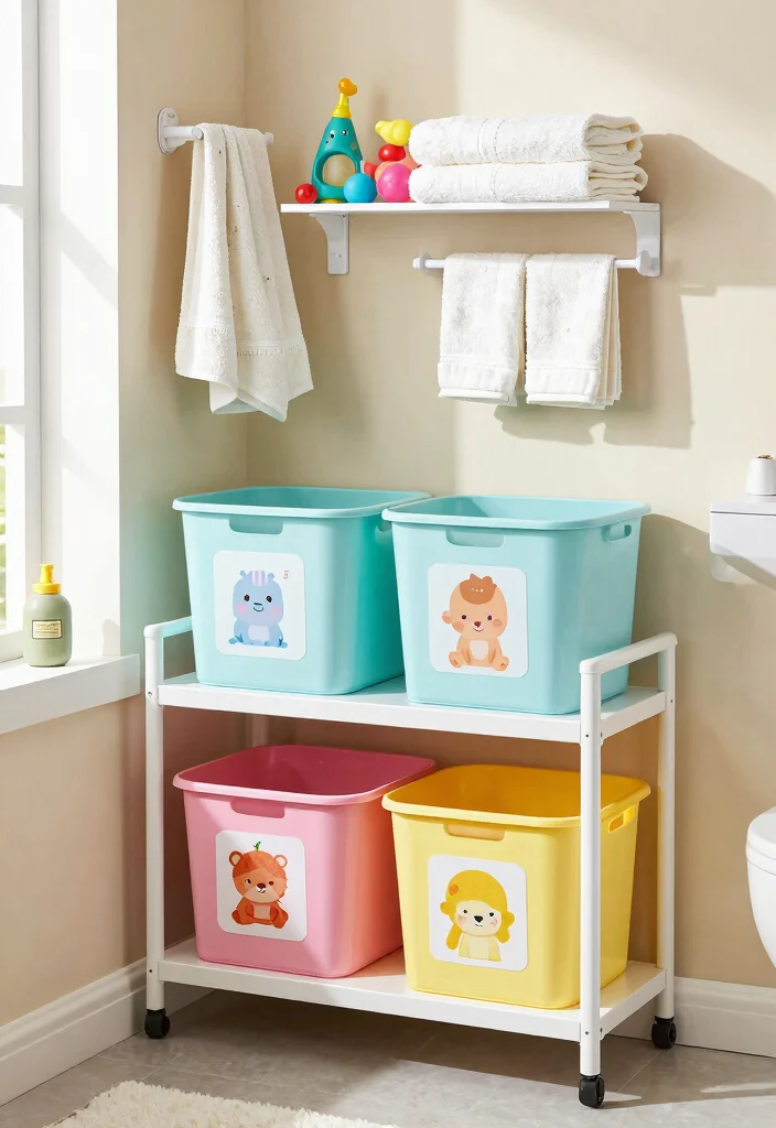 14 Daycare Bathroom Ideas That Are Kid Friendly And Fun - 3. Creative Storage Solutions 1