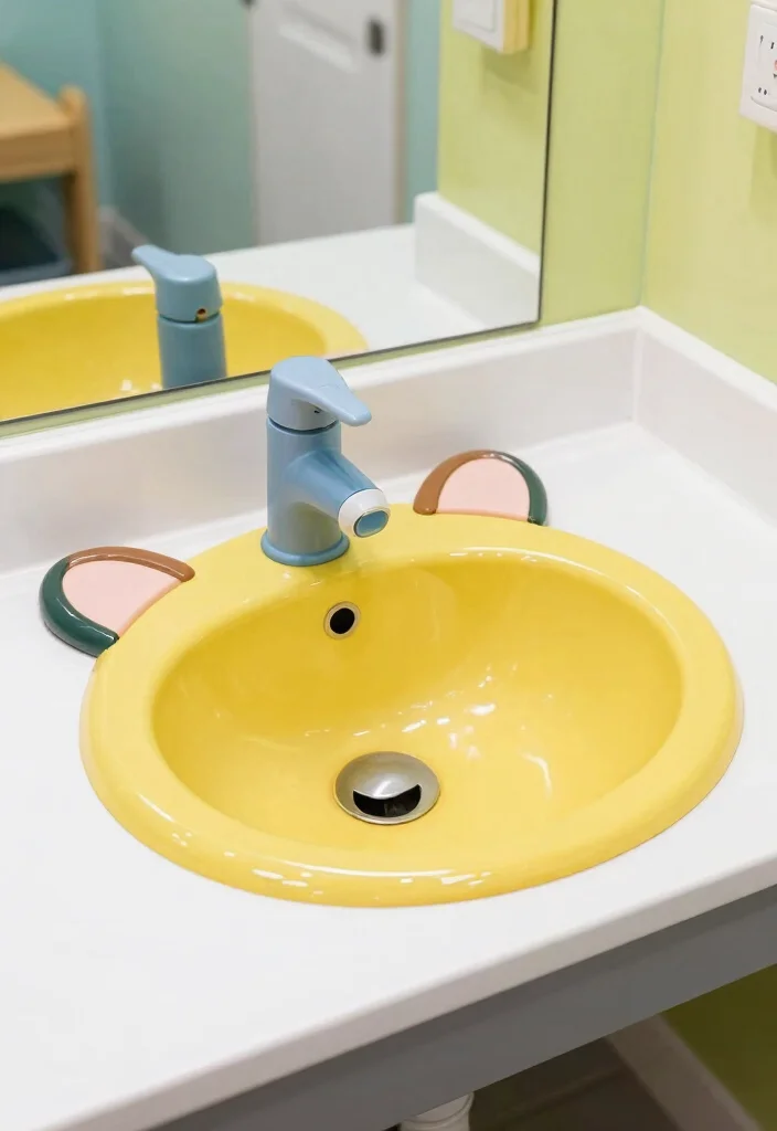14 Daycare Bathroom Ideas That Are Kid Friendly And Fun - 7. Fun Sink Designs 1