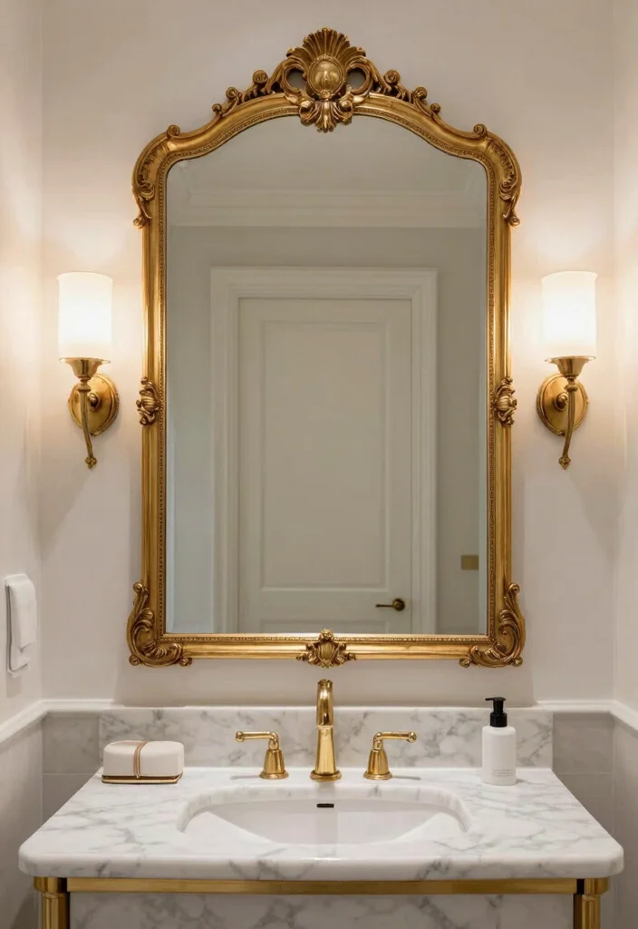 14 Framed Bathroom Mirror Ideas With Classic Style - 13. Large Statement Mirror 1