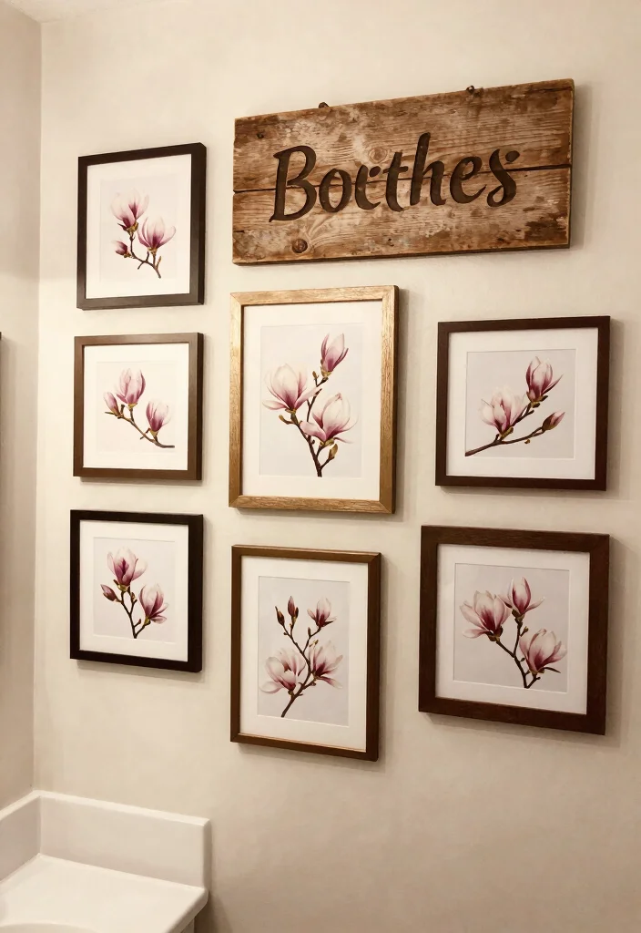 14 Magnolia Bathroom Ideas Inspired By Modern Farmhouse Style - 11. Personalized Wall Art 1