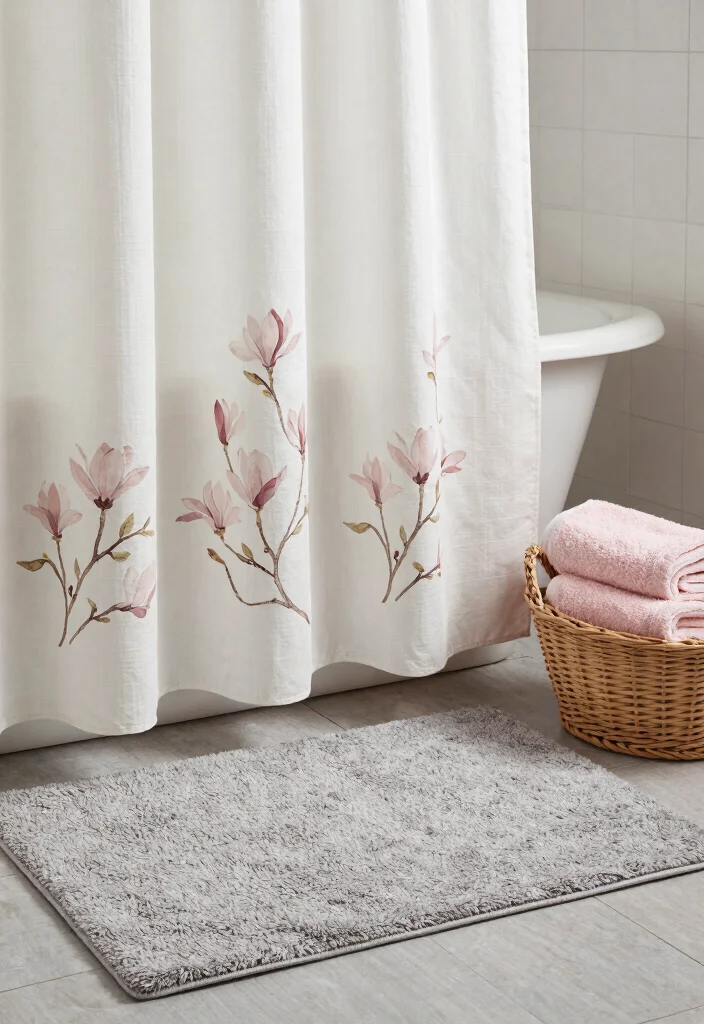 14 Magnolia Bathroom Ideas Inspired By Modern Farmhouse Style - 6. Cozy Textiles 1