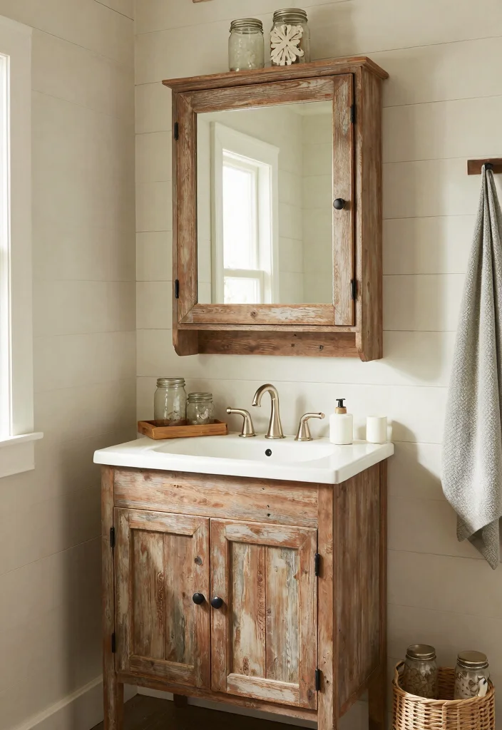 14 Mirror Medicine Cabinet Bathroom Ideas For Smart Storage - 10. Farmhouse Flair 1