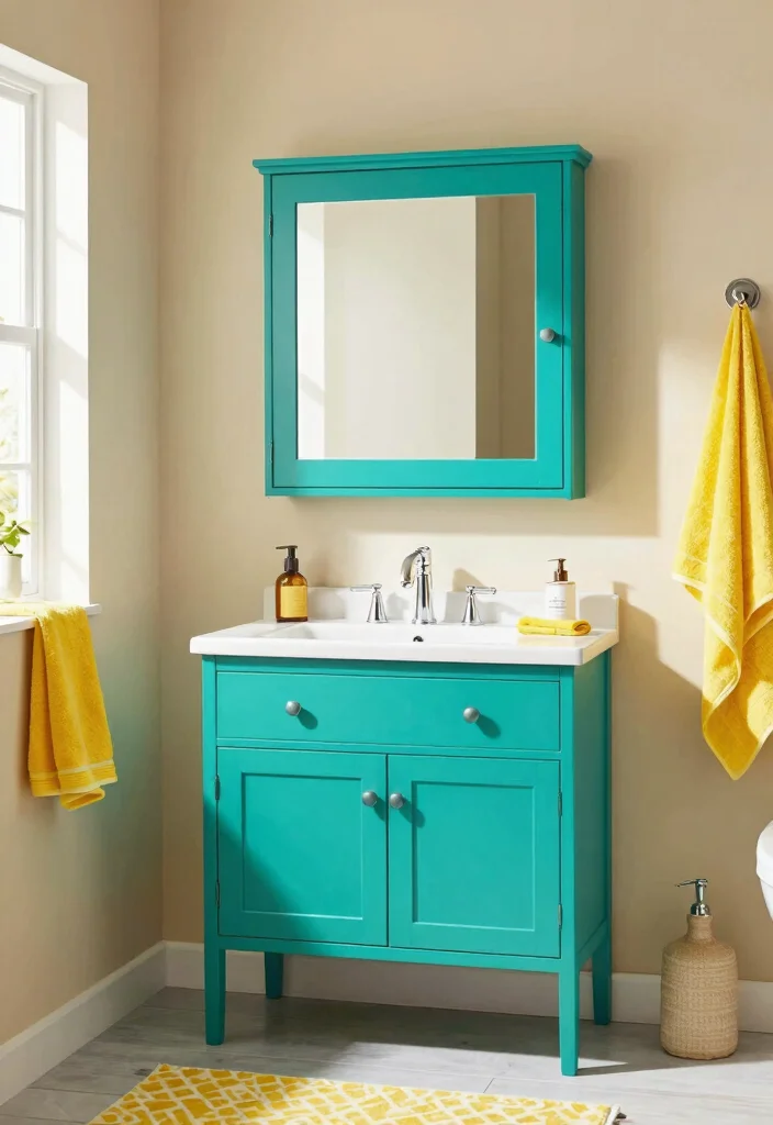14 Mirror Medicine Cabinet Bathroom Ideas For Smart Storage - 3. Bold and Colorful 1