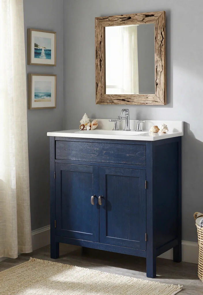 14 Navy Bathroom Cabinet Ideas With Deep Colour - 1. Coastal Elegance 1