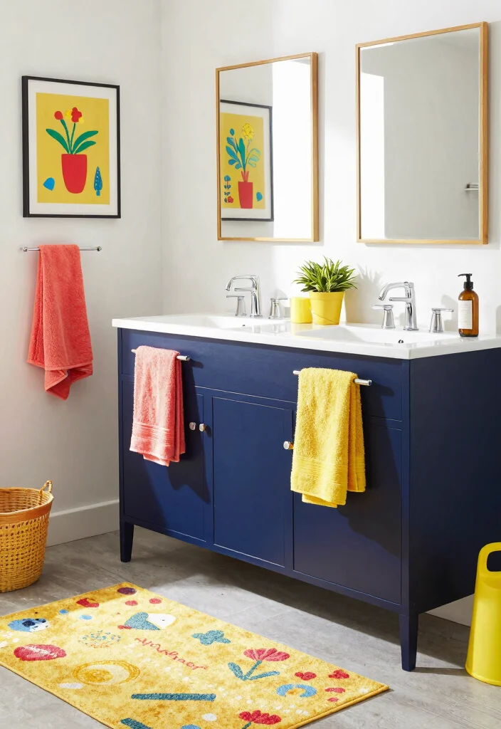 14 Navy Bathroom Cabinet Ideas With Deep Colour - 4. Bold Accents 1