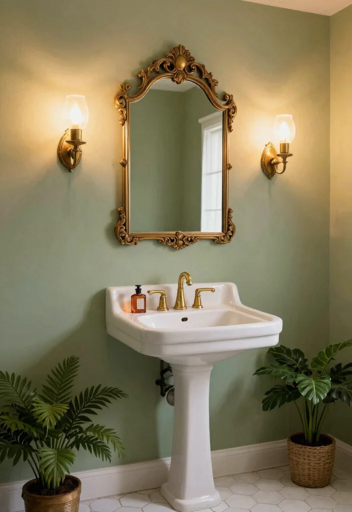 14 Vanity Sconce Bathroom Ideas For Perfect Lighting - 1. Antique Brass Elegance 1