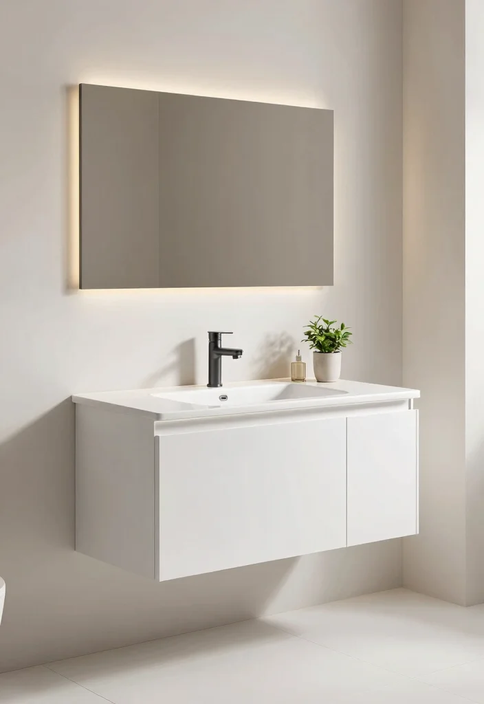 14 White Vanity Bathroom Ideas With Bright Clean Style - 1. Sleek Floating Vanities 1