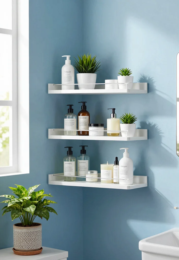 15 Bathroom Corner Cabinet Ideas For Extra Storage - 4. Floating Corner Shelf 1