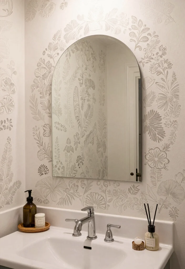 15 Bathroom Mirror Makeover Ideas For Instant Impact - 13. Stenciled Patterns 1