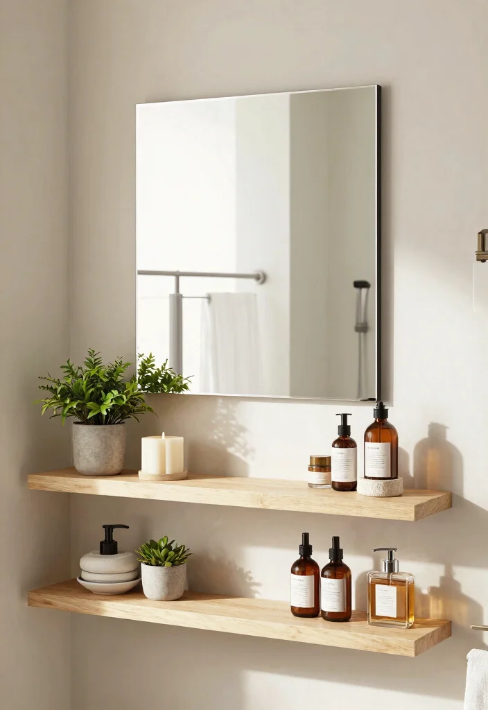 15 Bathroom Mirror Makeover Ideas For Instant Impact - 14. Shelf Life with Accessories 1