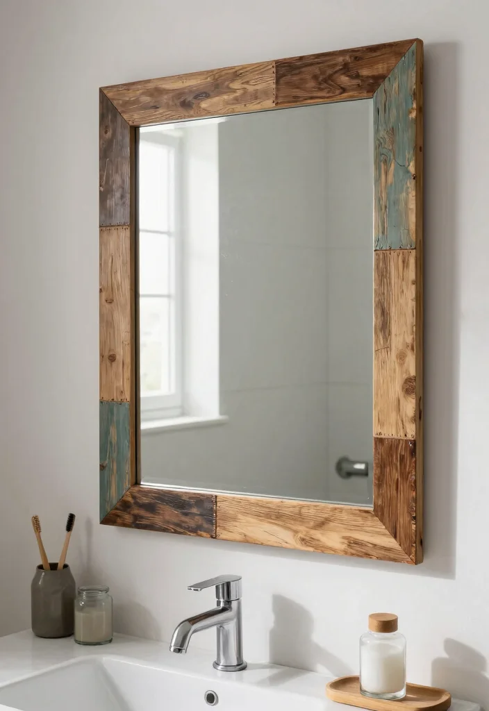 15 Bathroom Mirror Makeover Ideas For Instant Impact - 15. Reclaimed Materials 1