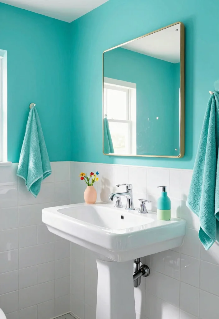 15 Bathroom Mirror Makeover Ideas For Instant Impact - 3. Bold Color Splash 1
