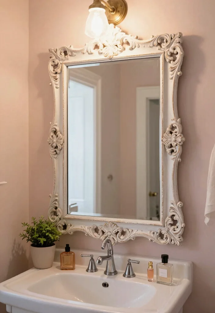 15 Bathroom Mirror Makeover Ideas For Instant Impact - 6. Vintage Ornate Frames 1