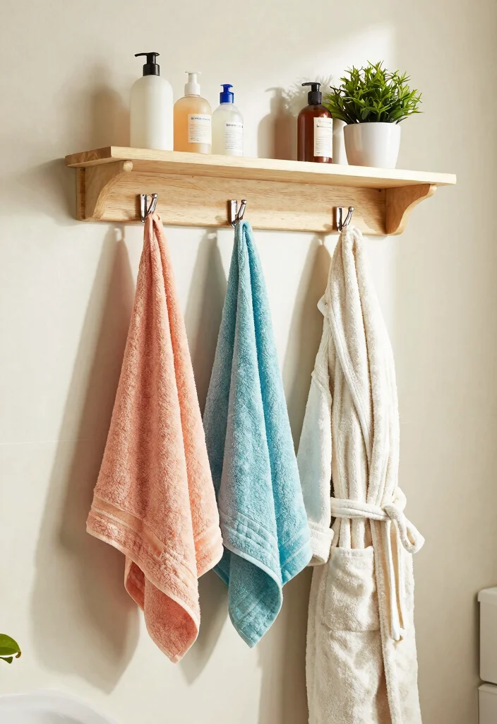 15 Bathroom Shelf Ideas For Smart Vertical Storage - 13. Shelf with Hooks: Practical and Stylish 1