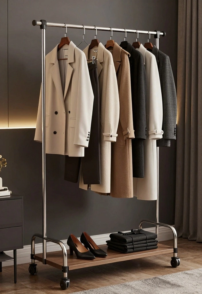 15 Clothing Rack Ideas Bedroom Stylish Open Storage - 11. Portable Clothing Rack 1