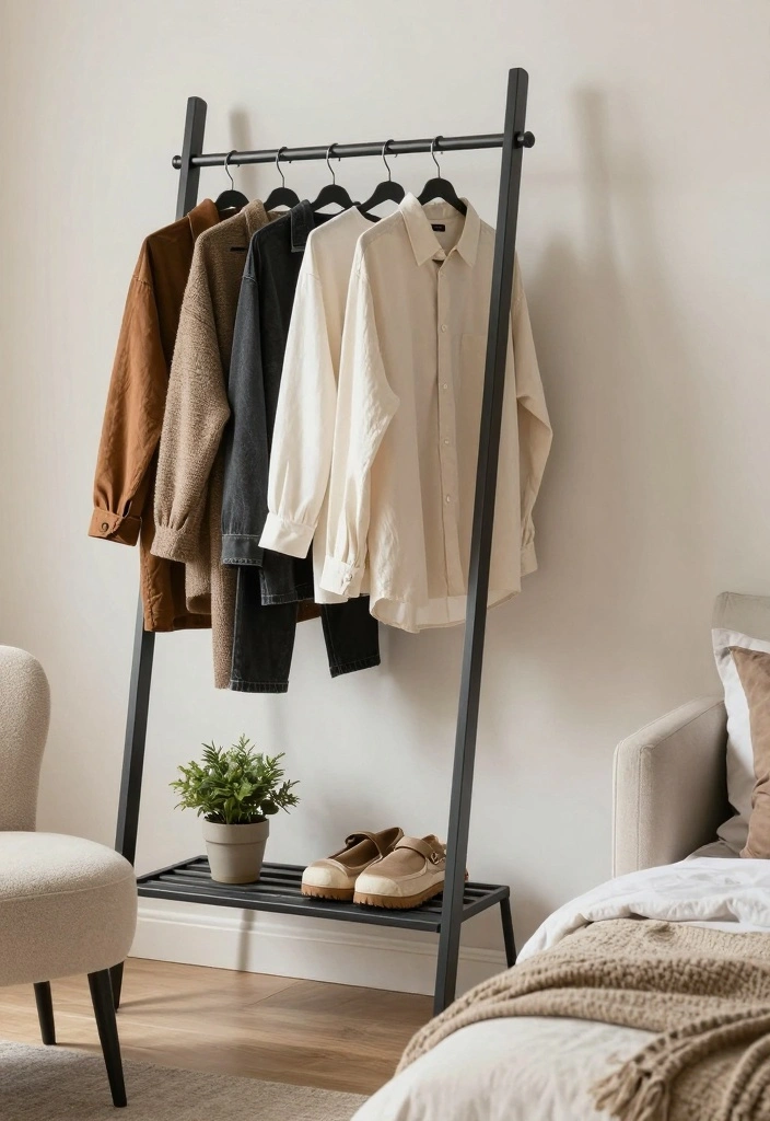 15 Clothing Rack Ideas Bedroom Stylish Open Storage - 3. Ladder Rack 1