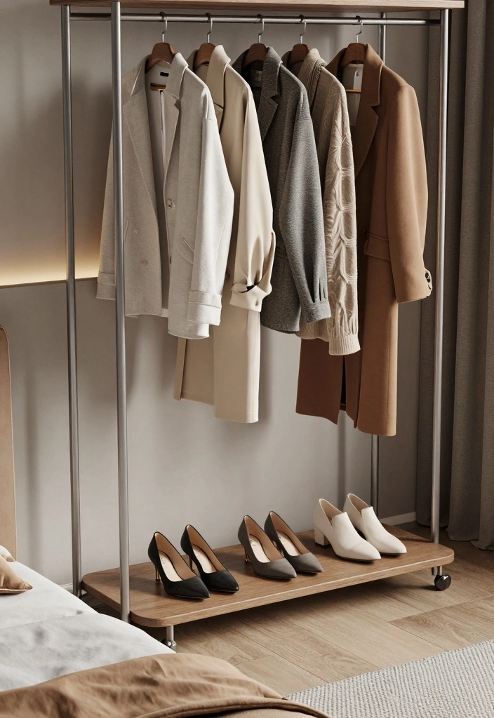 15 Clothing Rack Ideas Bedroom Stylish Open Storage - 9. Two-Tiered Rack 1