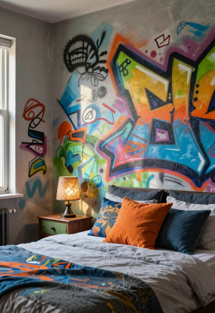 15 Graffiti Wall Art Bedroom Ideas Bold Urban Vibes - 1. Bold Mural as a Focal Point 1