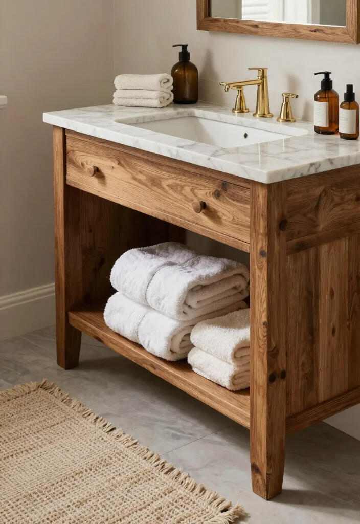 15 Modern Farmhouse Bathroom Vanity Ideas With Cozy Charm - 10. Unique Textures and Finishes 1