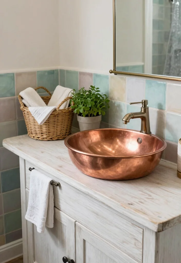 15 Modern Farmhouse Bathroom Vanity Ideas With Cozy Charm - 2. Vintage-inspired Metal Basin Sinks 1