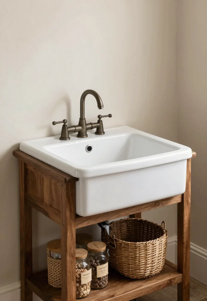 15 Modern Farmhouse Bathroom Vanity Ideas With Cozy Charm - 6. Farmhouse Sink with Rustic Charm 1