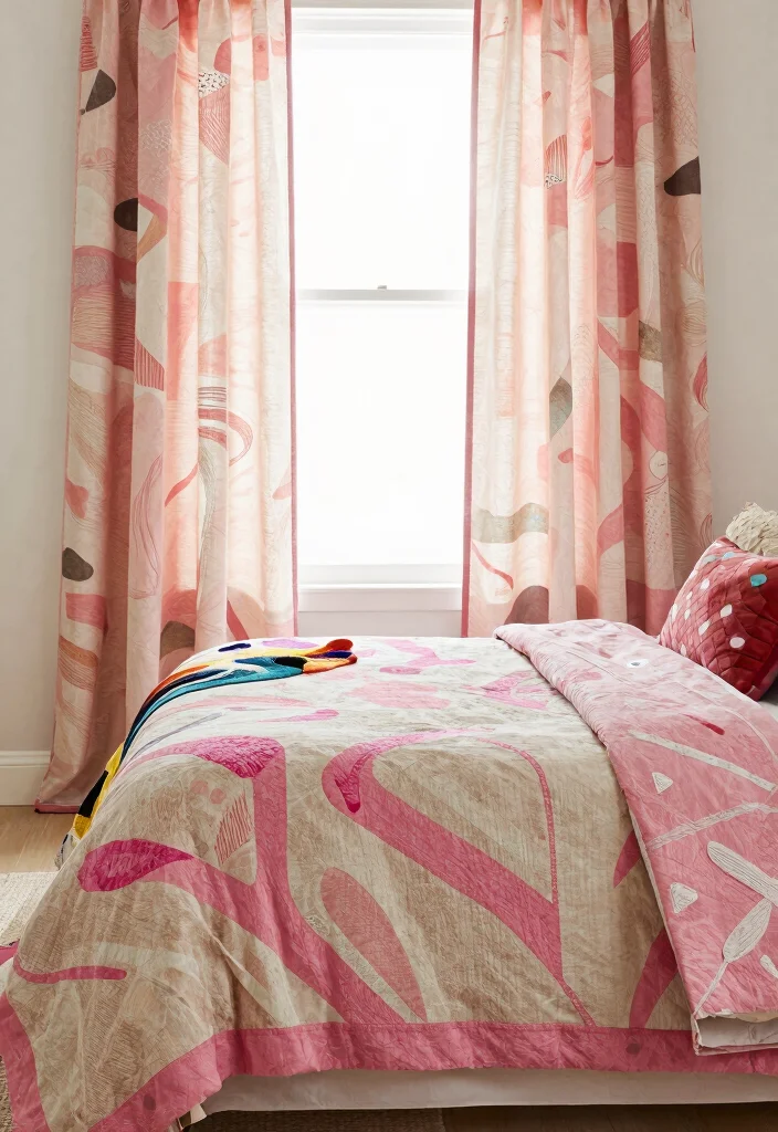 15 Pink and Beige Bedroom Ideas: Soft, Elegant, and Calm - 10. Artistic Textiles 1