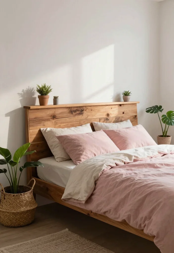 15 Pink and Beige Bedroom Ideas: Soft, Elegant, and Calm - 6. Natural Elements 1