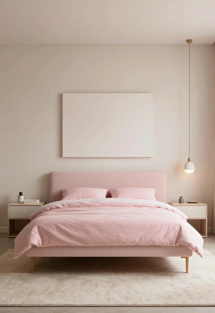 15 Pink and Beige Bedroom Ideas: Soft, Elegant, and Calm - 8. Minimalist Decor 1