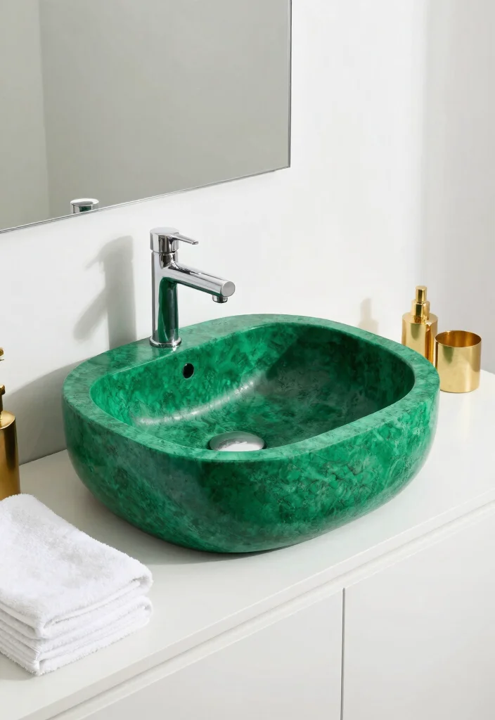 15 Stone Sink Bathroom Ideas With Luxury Feel - 10. Bold Color Combinations 1
